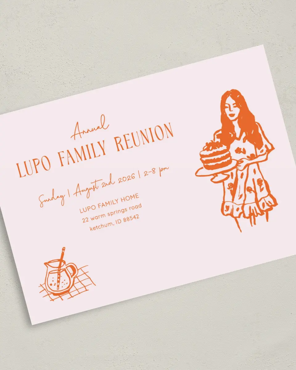 This is a 5" x 7" Family Reunion called Sweet Treats printed in full color on Premium Smooth paper