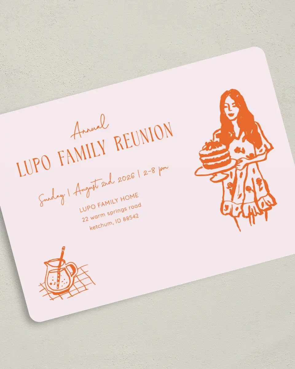 This is a 5" x 7" Family Reunion called Sweet Treats printed in full color on Premium Smooth paper
