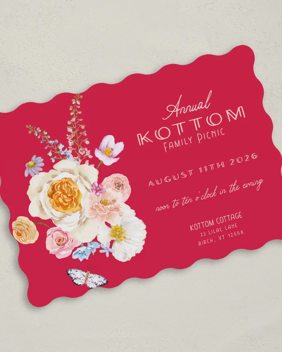 This is a 5" x 7" Family Reunion called Family and Florals printed in full color on Premium Smooth paper