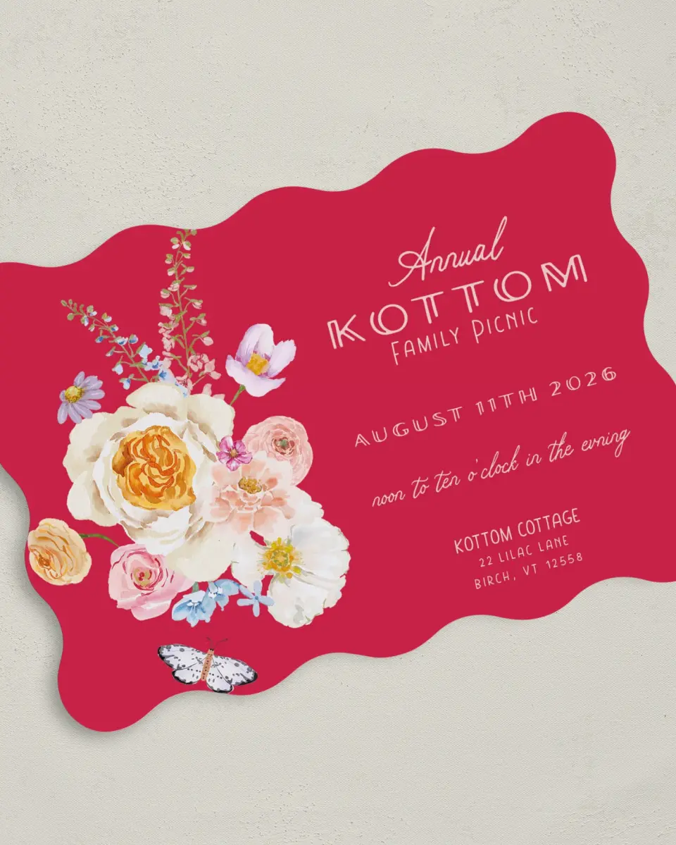 This is a 5" x 7" Family Reunion called Family and Florals printed in full color on Premium Smooth paper