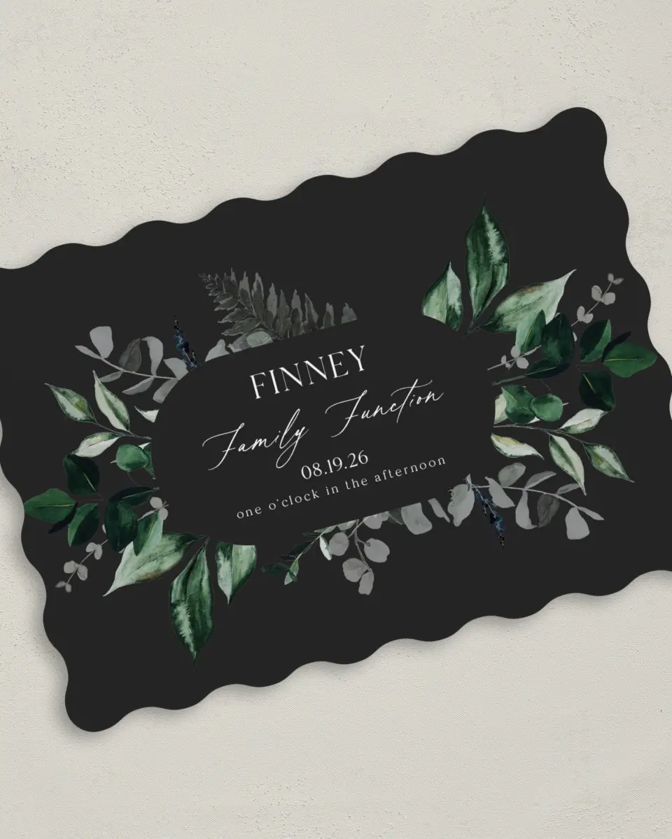 This is a 5" x 7" Family Reunion called Cool Foliage printed in full color on Premium Smooth paper