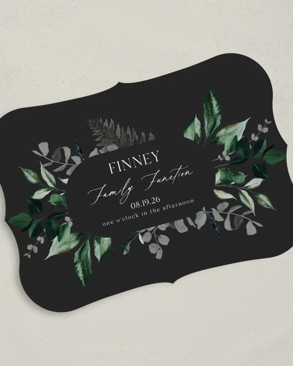 This is a 5" x 7" Family Reunion called Cool Foliage printed in full color on Premium Smooth paper
