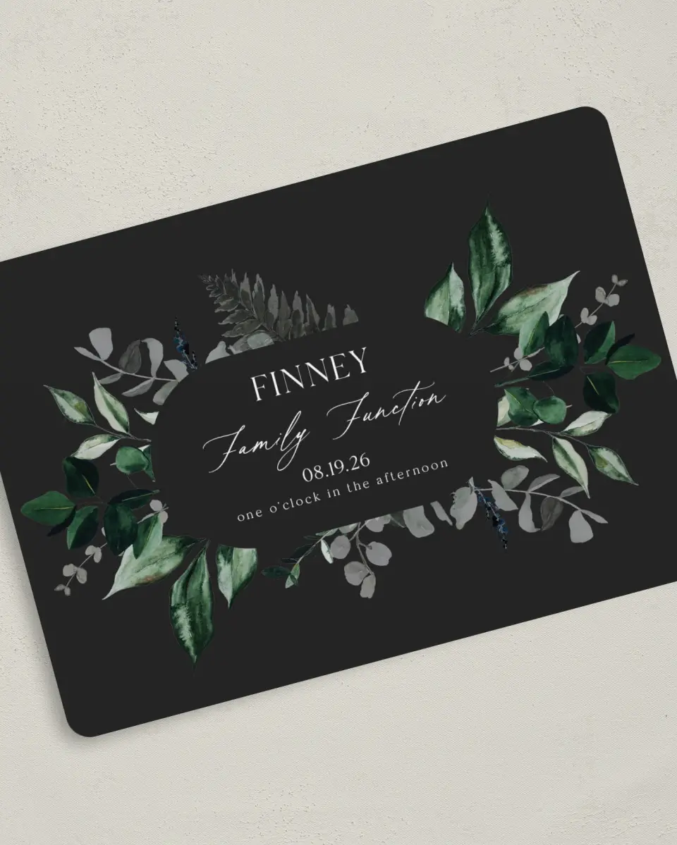 This is a 5" x 7" Family Reunion called Cool Foliage printed in full color on Premium Smooth paper