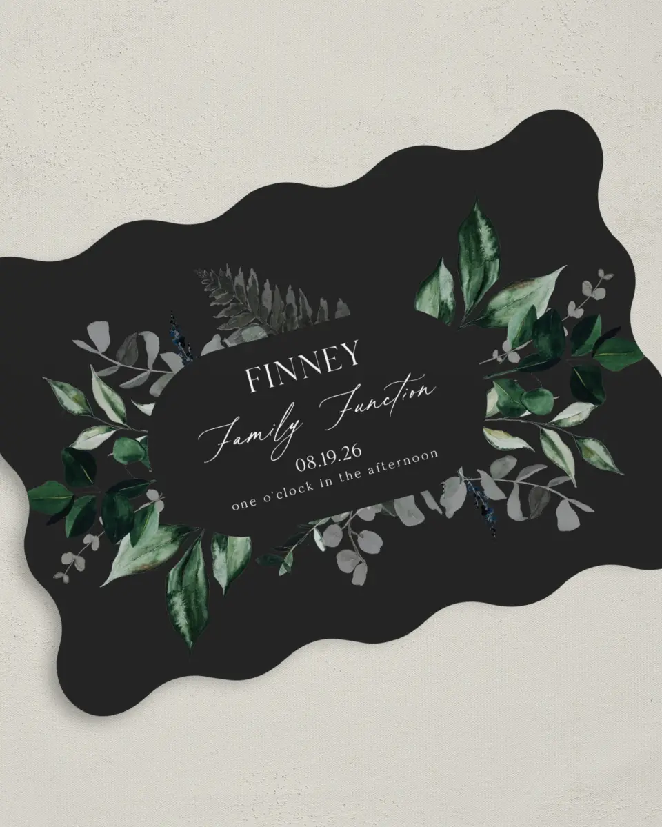 This is a 5" x 7" Family Reunion called Cool Foliage printed in full color on Premium Smooth paper
