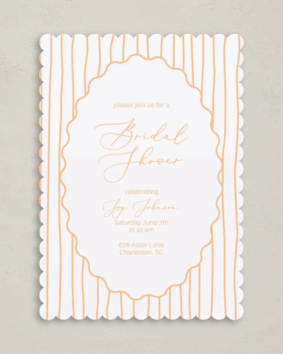 This is a 5" x 7" Bridal Shower Invitation called Vintage Beauty printed in full color with Rose Gold foil on Luxe Satin (coated) paper