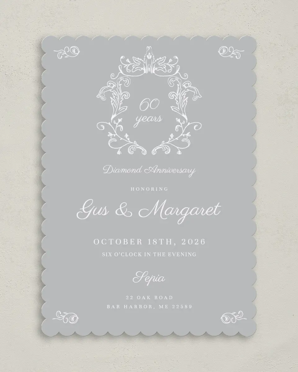 This is a 5" x 7" Anniversary Invitation called Caring Crest printed in full color on Premium Smooth paper