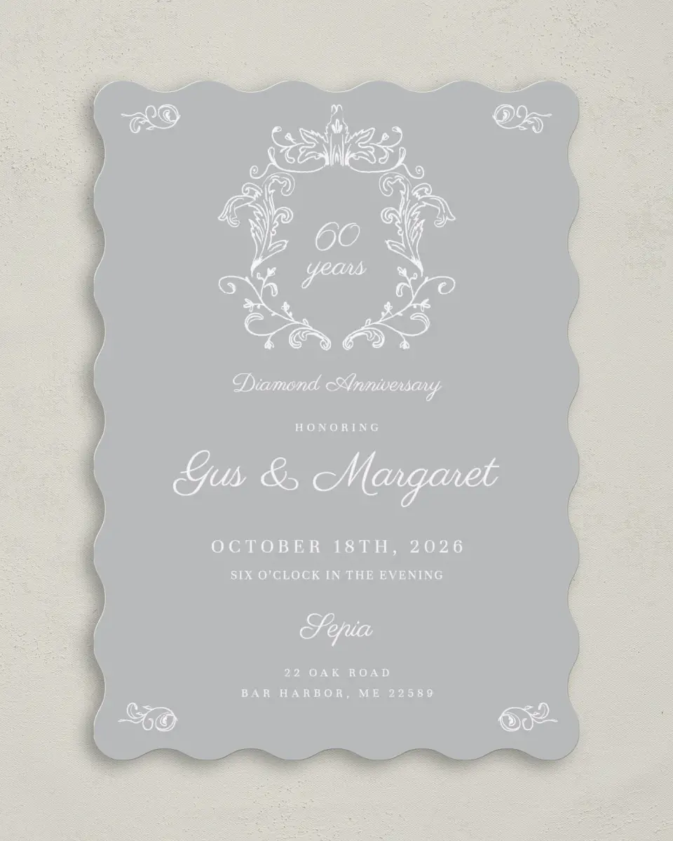 This is a 5" x 7" Anniversary Invitation called Caring Crest printed in full color on Premium Smooth paper