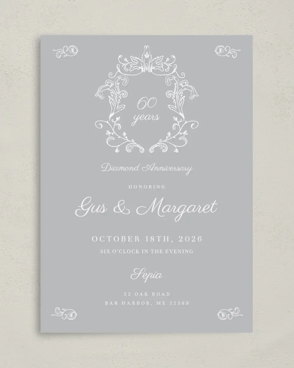 This is a 5" x 7" Anniversary Invitation called Caring Crest printed in full color on Premium Smooth paper