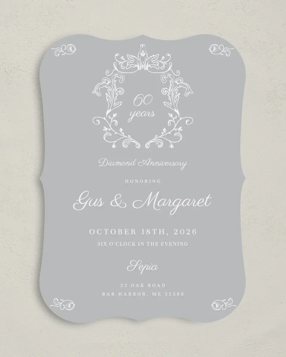 This is a 5" x 7" Anniversary Invitation called Caring Crest printed in full color on Premium Smooth paper