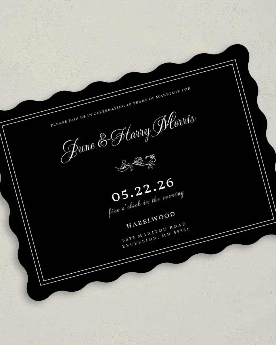 This is a 5" x 7" Anniversary Invitation called Faithful Decades printed in full color on Premium Smooth paper