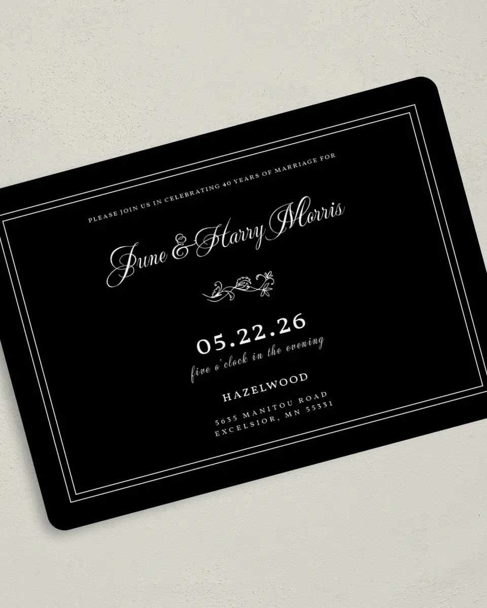 This is a 5" x 7" Anniversary Invitation called Faithful Decades printed in full color on Premium Smooth paper