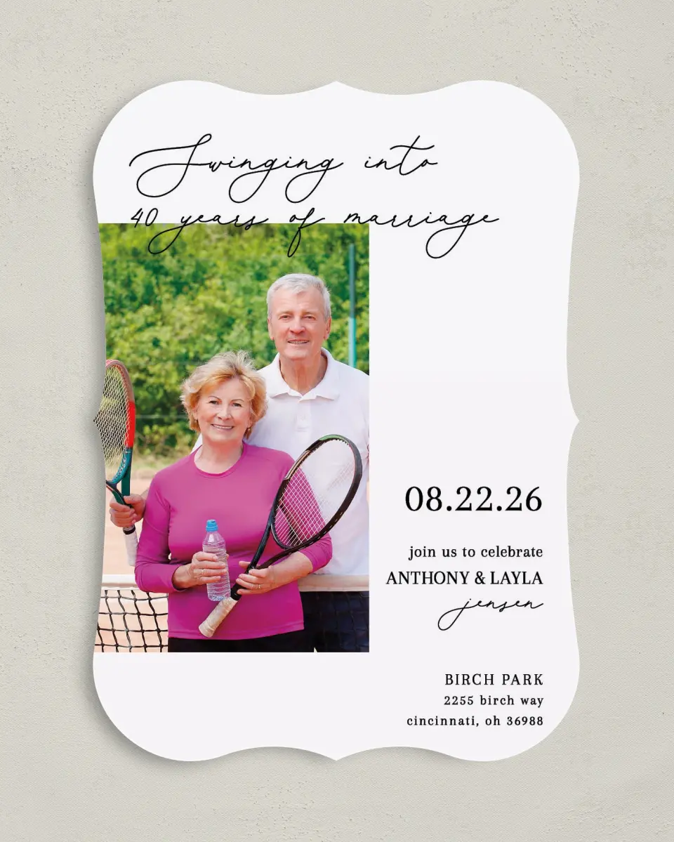 This is a 5" x 7" Anniversary Invitation called Love Love printed in full color on Premium Smooth paper