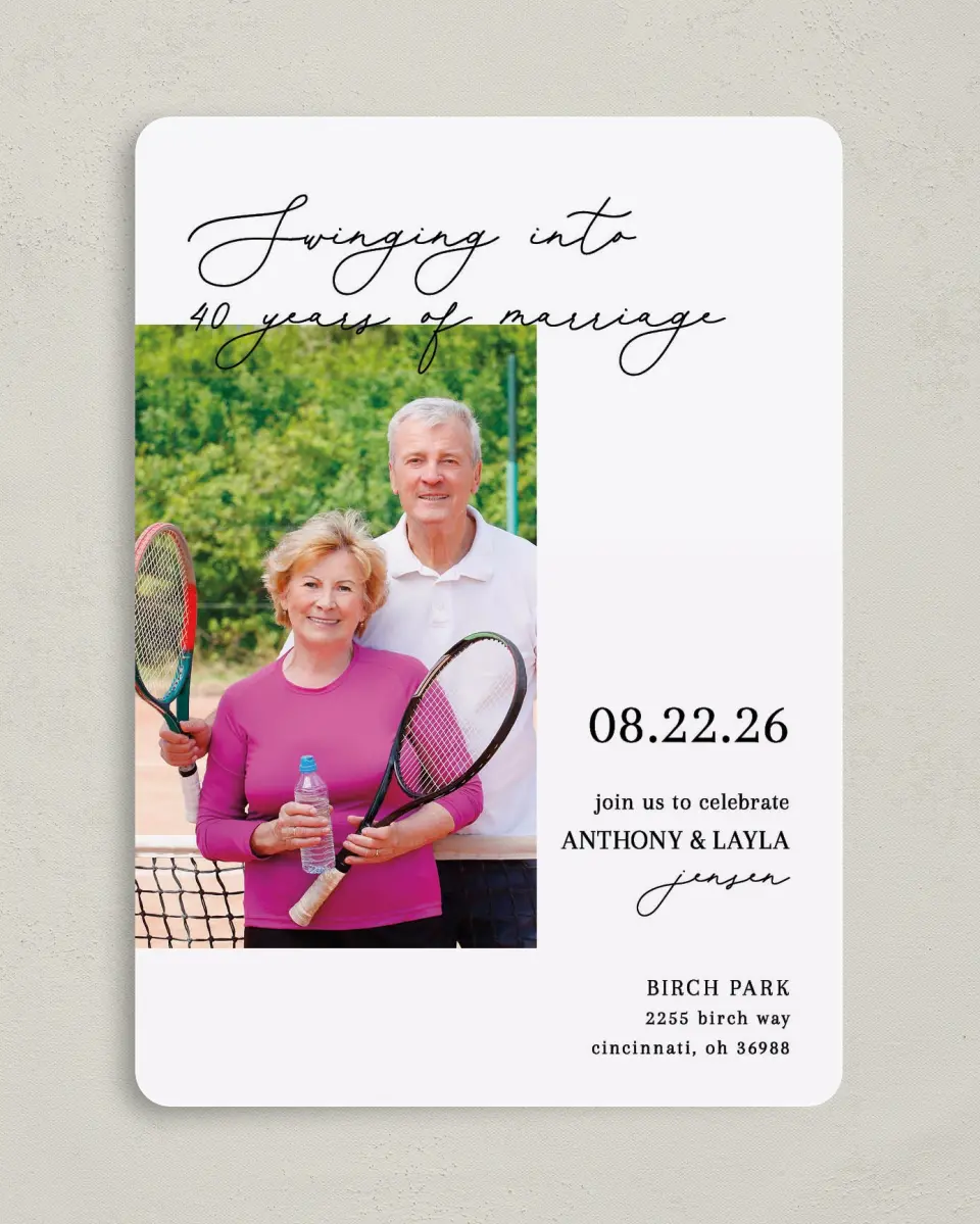 This is a 5" x 7" Anniversary Invitation called Love Love printed in full color on Premium Smooth paper