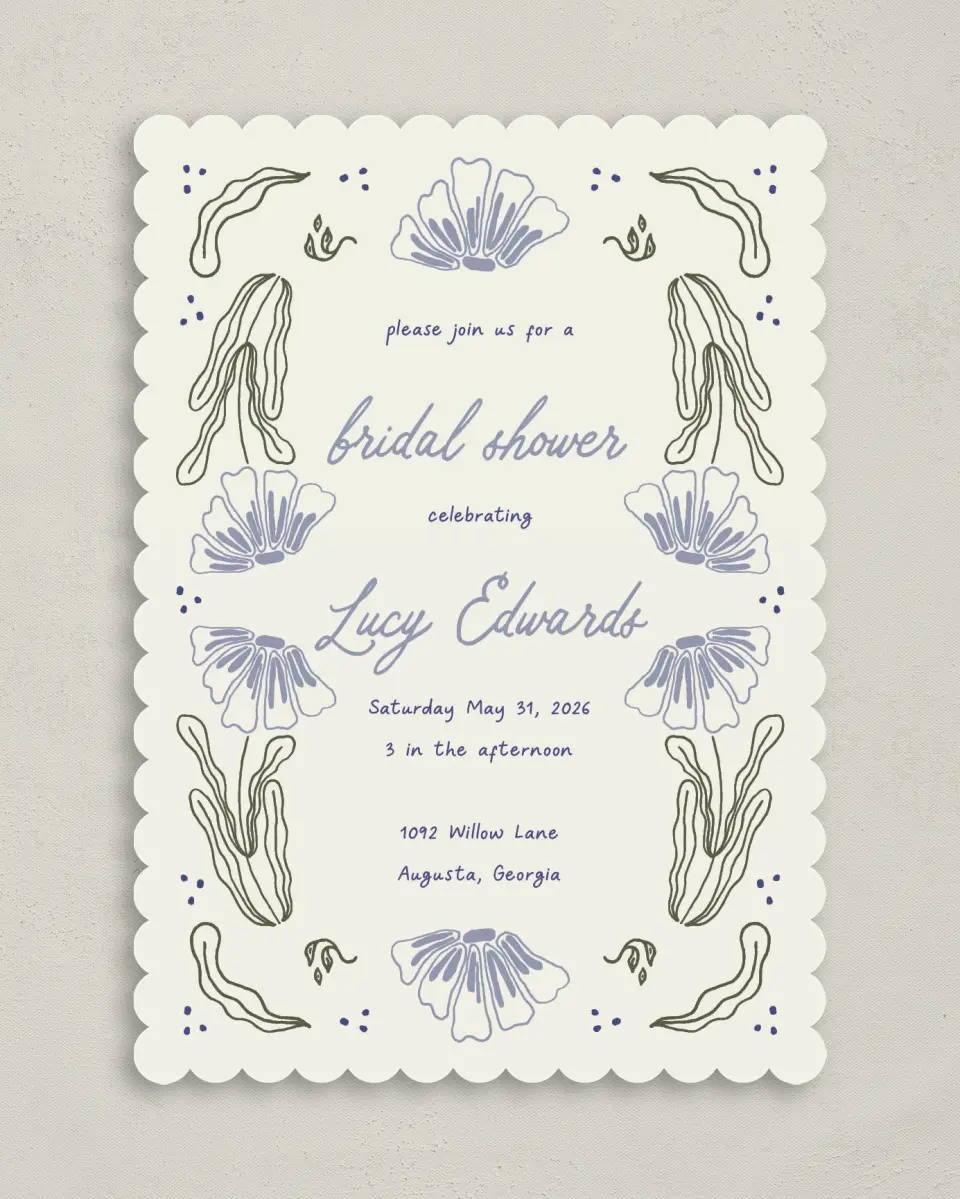 This is a 5" x 7" Bridal Shower Invitation called Love Grows Wild printed in full color on Premium Smooth paper