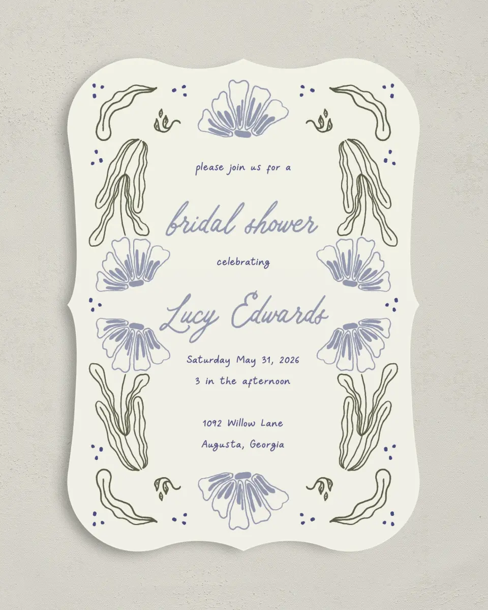This is a 5" x 7" Bridal Shower Invitation called Love Grows Wild printed in full color on Premium Smooth paper