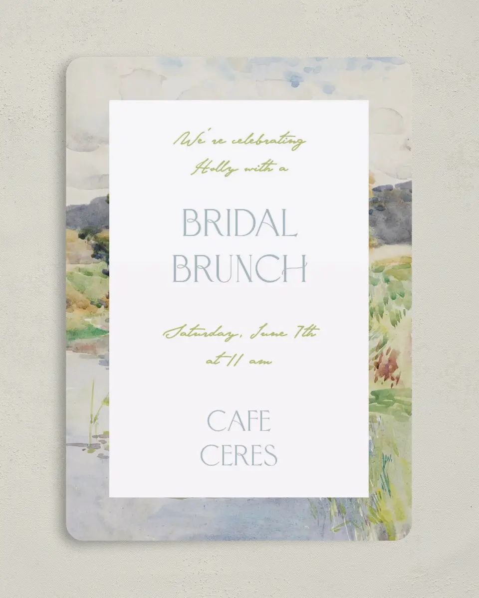This is a 5" x 7" Bridal Shower Invitation called Wedded Bliss printed in full color on Premium Smooth paper