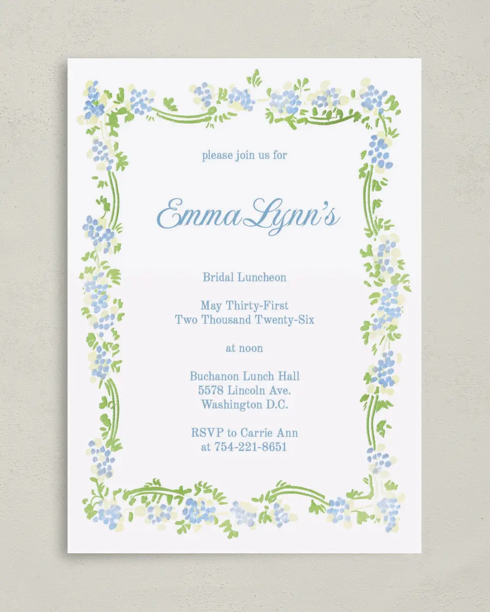 This is a 5" x 7" Bridal Shower Invitation called Bright Bride printed in full color on Premium Smooth paper
