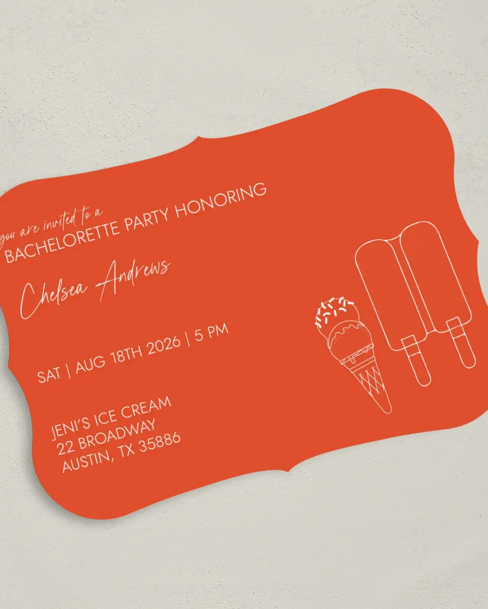 This is a 5" x 7" Bachelorette Party Invitation called Sweet Treats printed in full color on Premium Smooth paper