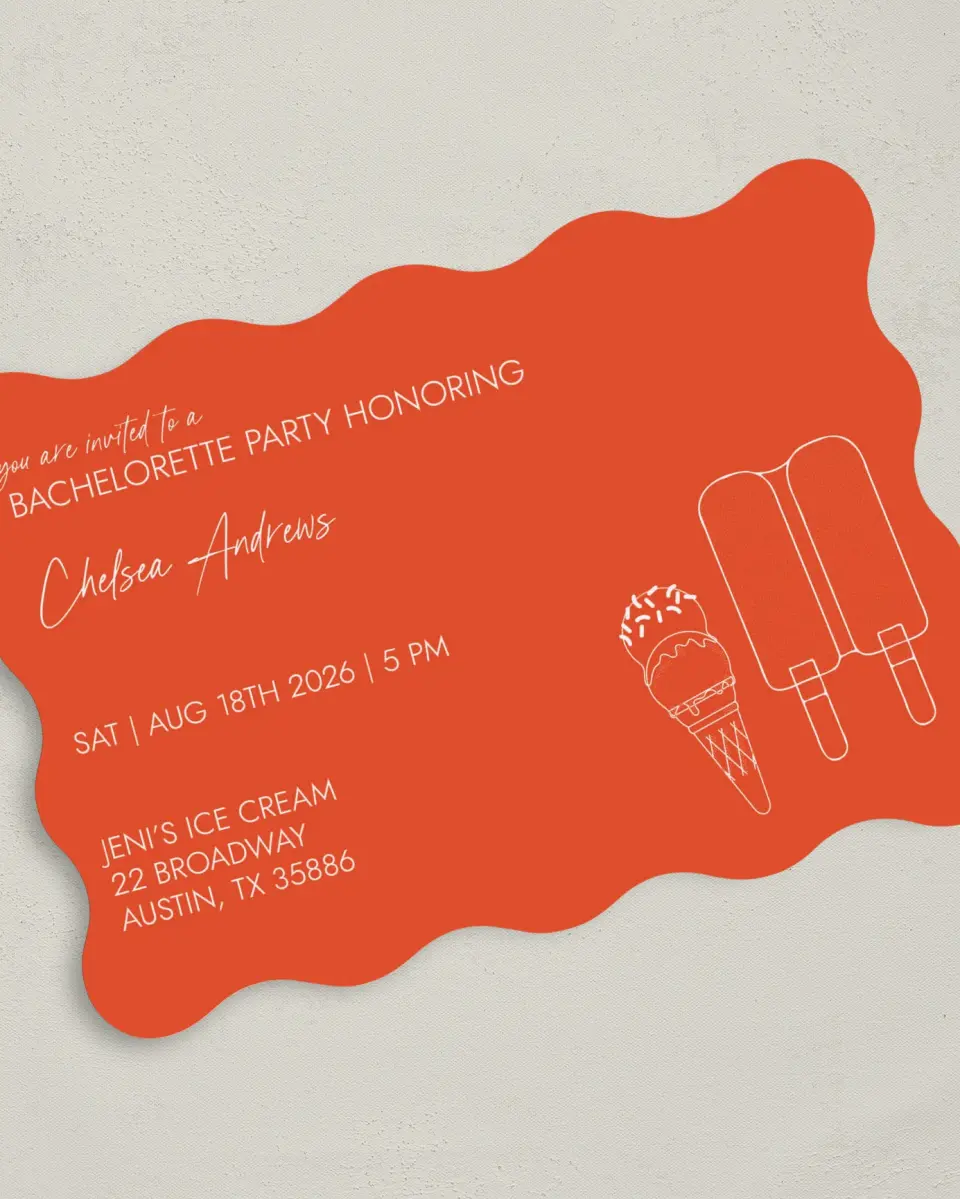 This is a 5" x 7" Bachelorette Party Invitation called Sweet Treats printed in full color on Premium Smooth paper