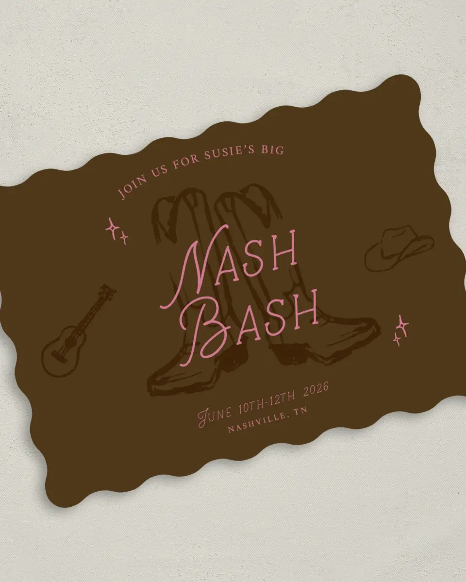 This is a 5" x 7" Bachelorette Party Invitation called Nash Bash printed in full color on Premium Smooth paper