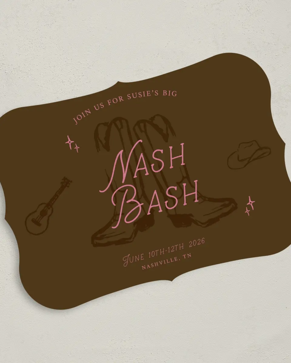 This is a 5" x 7" Bachelorette Party Invitation called Nash Bash printed in full color on Premium Smooth paper