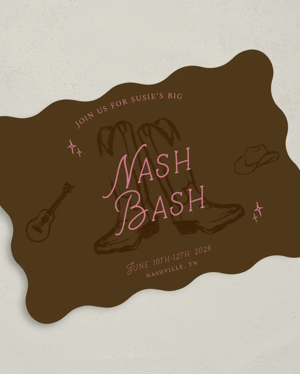 This is a 5" x 7" Bachelorette Party Invitation called Nash Bash printed in full color on Premium Smooth paper