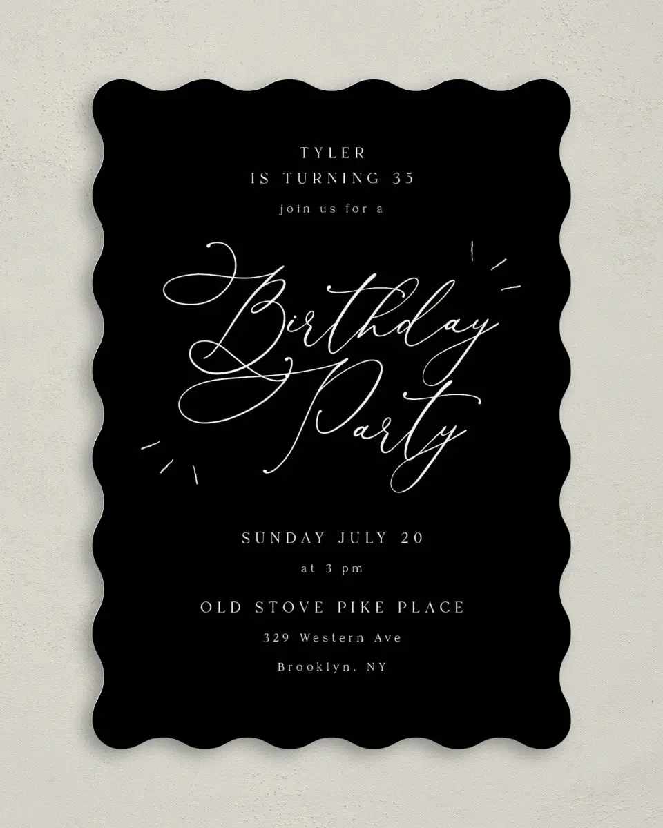 This is a 5" x 7" Birthday Party Invitation called One Year Older printed in full color on Premium Smooth paper