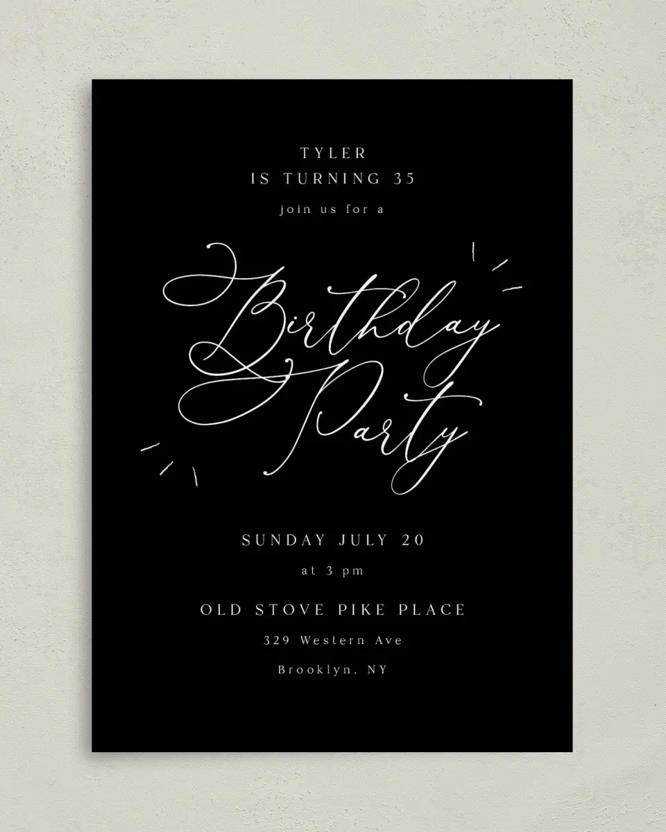 This is a 5" x 7" Birthday Party Invitation called One Year Older printed in full color on Premium Smooth paper