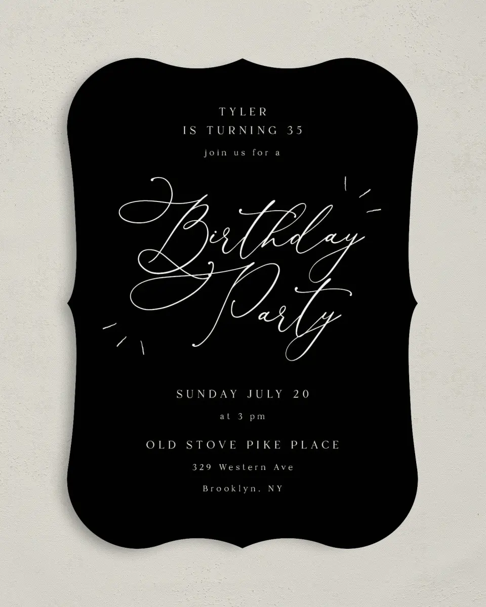 This is a 5" x 7" Birthday Party Invitation called One Year Older printed in full color on Premium Smooth paper