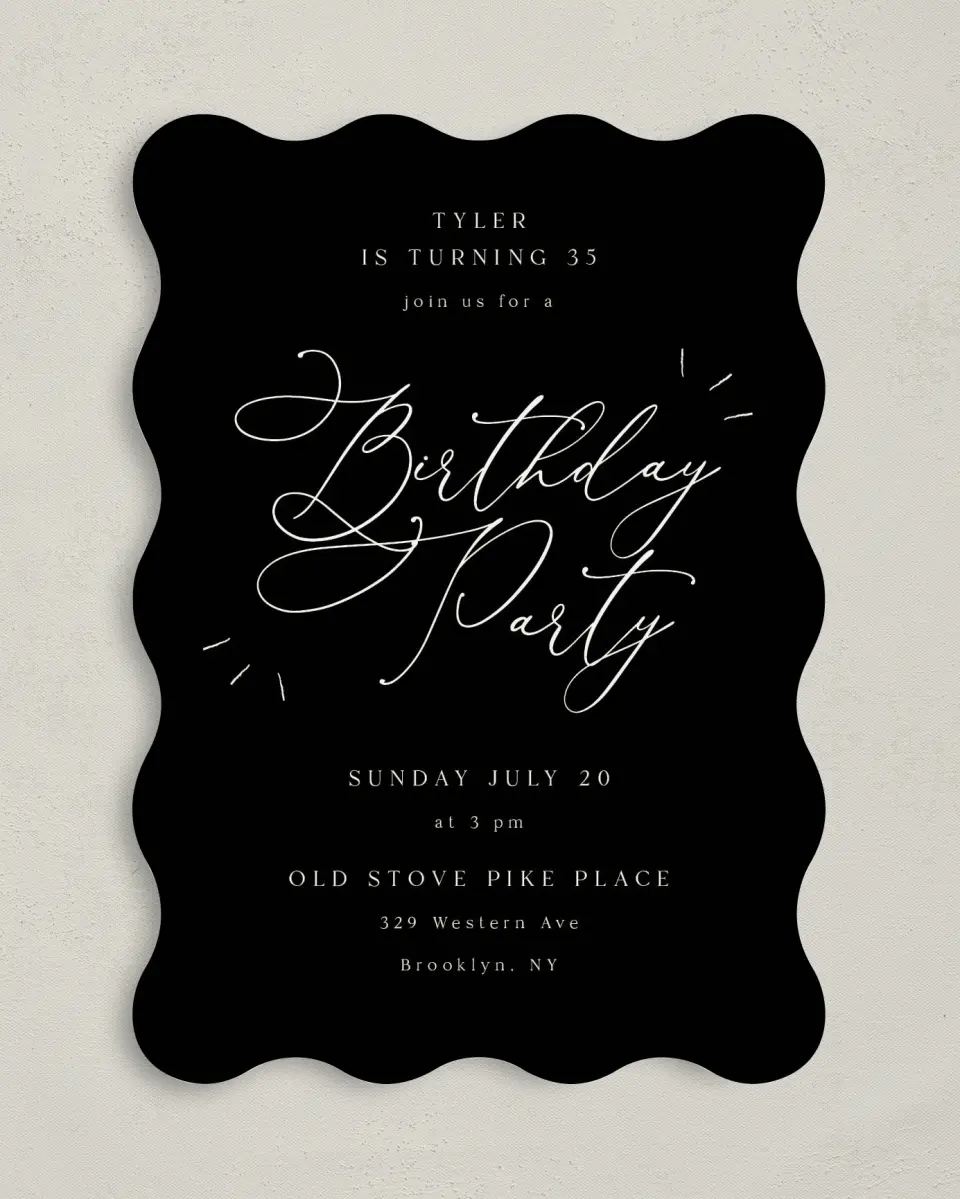 This is a 5" x 7" Birthday Party Invitation called One Year Older printed in full color on Premium Smooth paper