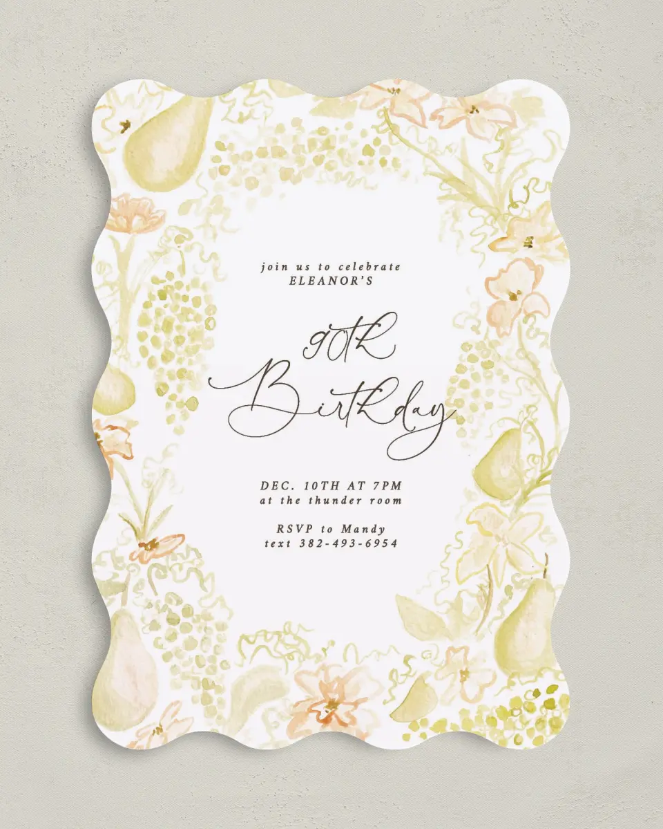 This is a 5" x 7" Birthday Party Invitation called Timeless Moments printed in full color on Premium Smooth paper