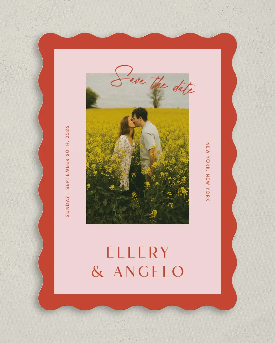 This is a 5" x 7" Save the Date Card called Boathouse Bliss printed in full color on Premium Smooth paper