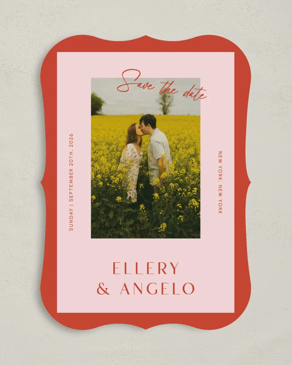 This is a 5" x 7" Save the Date Card called Boathouse Bliss printed in full color on Premium Smooth paper
