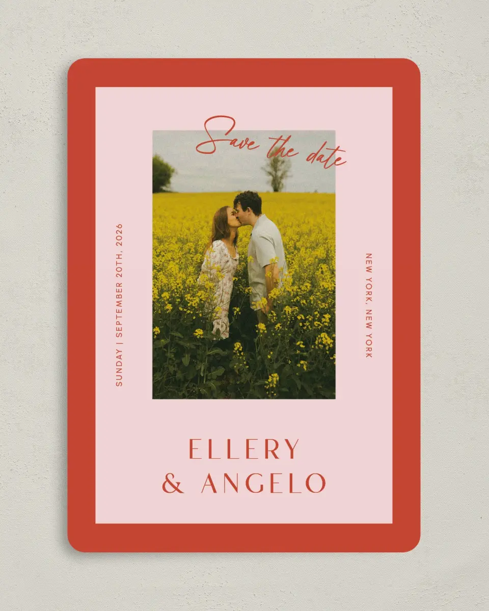 This is a 5" x 7" Save the Date Card called Boathouse Bliss printed in full color on Premium Smooth paper