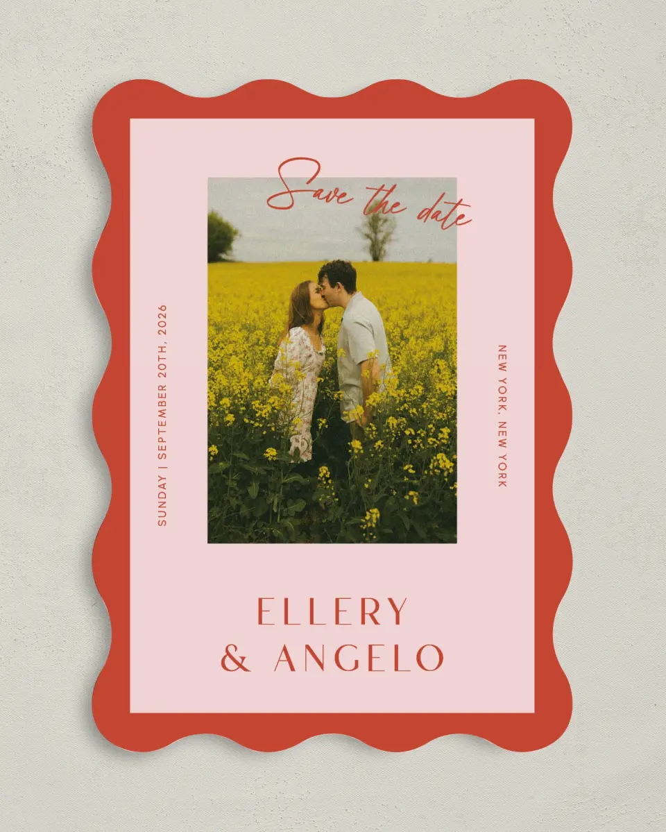 This is a 5" x 7" Save the Date Card called Boathouse Bliss printed in full color on Premium Smooth paper