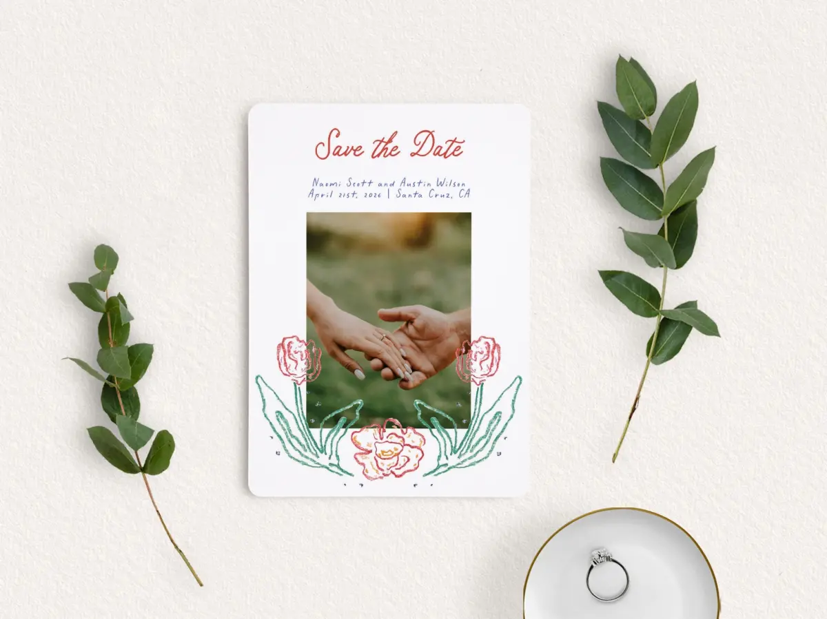 Save the Date Card with Optional Guest Addressing Service