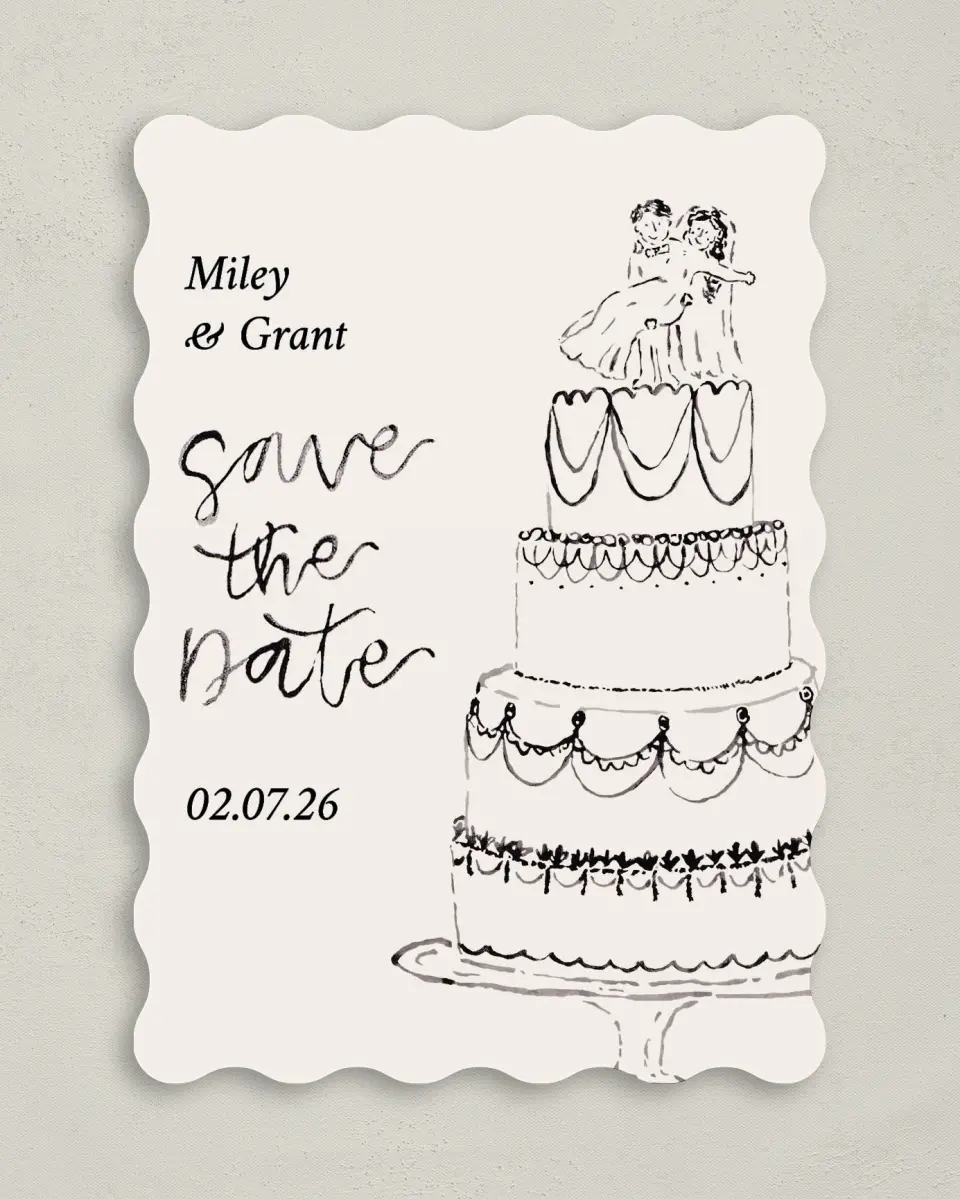 This is a 5" x 7" Save the Date Card called Mi Amor printed in full color on Premium Smooth paper