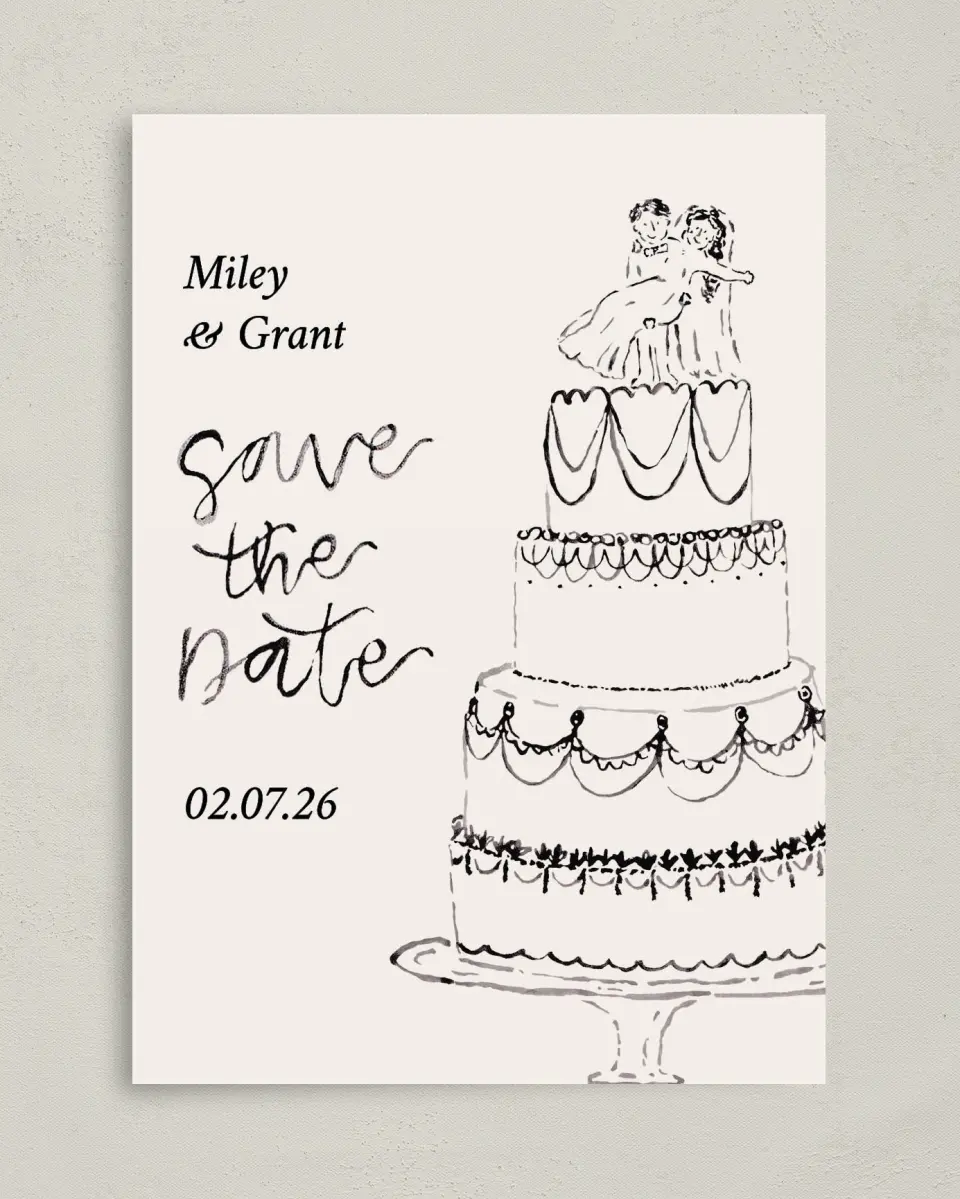 This is a 5" x 7" Save the Date Card called Mi Amor printed in full color on Premium Smooth paper