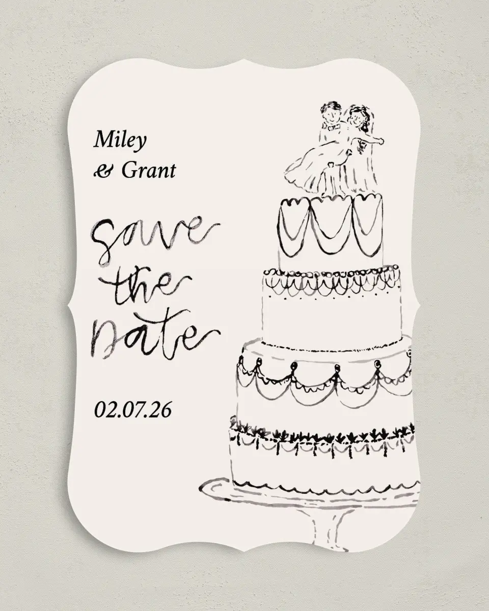 This is a 5" x 7" Save the Date Card called Mi Amor printed in full color on Premium Smooth paper