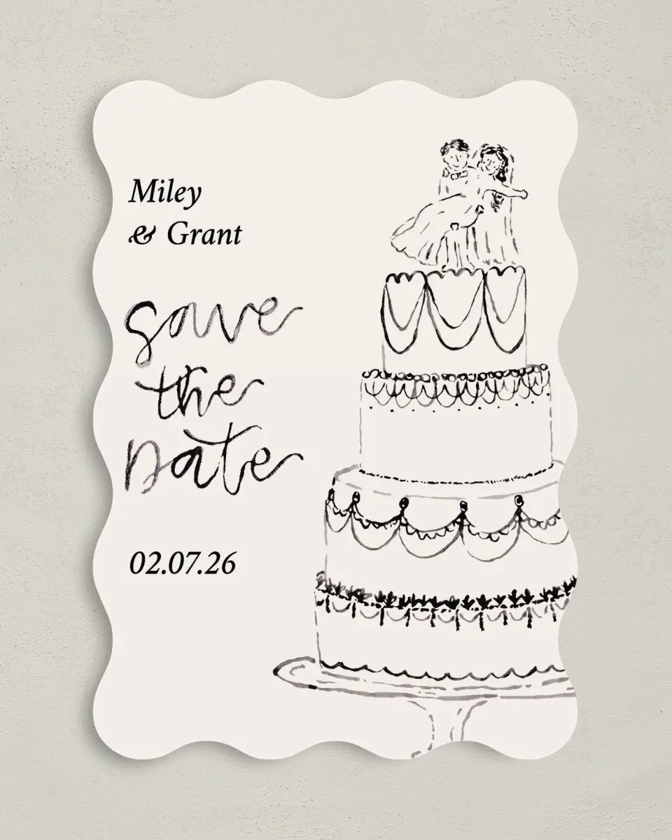 This is a 5" x 7" Save the Date Card called Mi Amor printed in full color on Premium Smooth paper