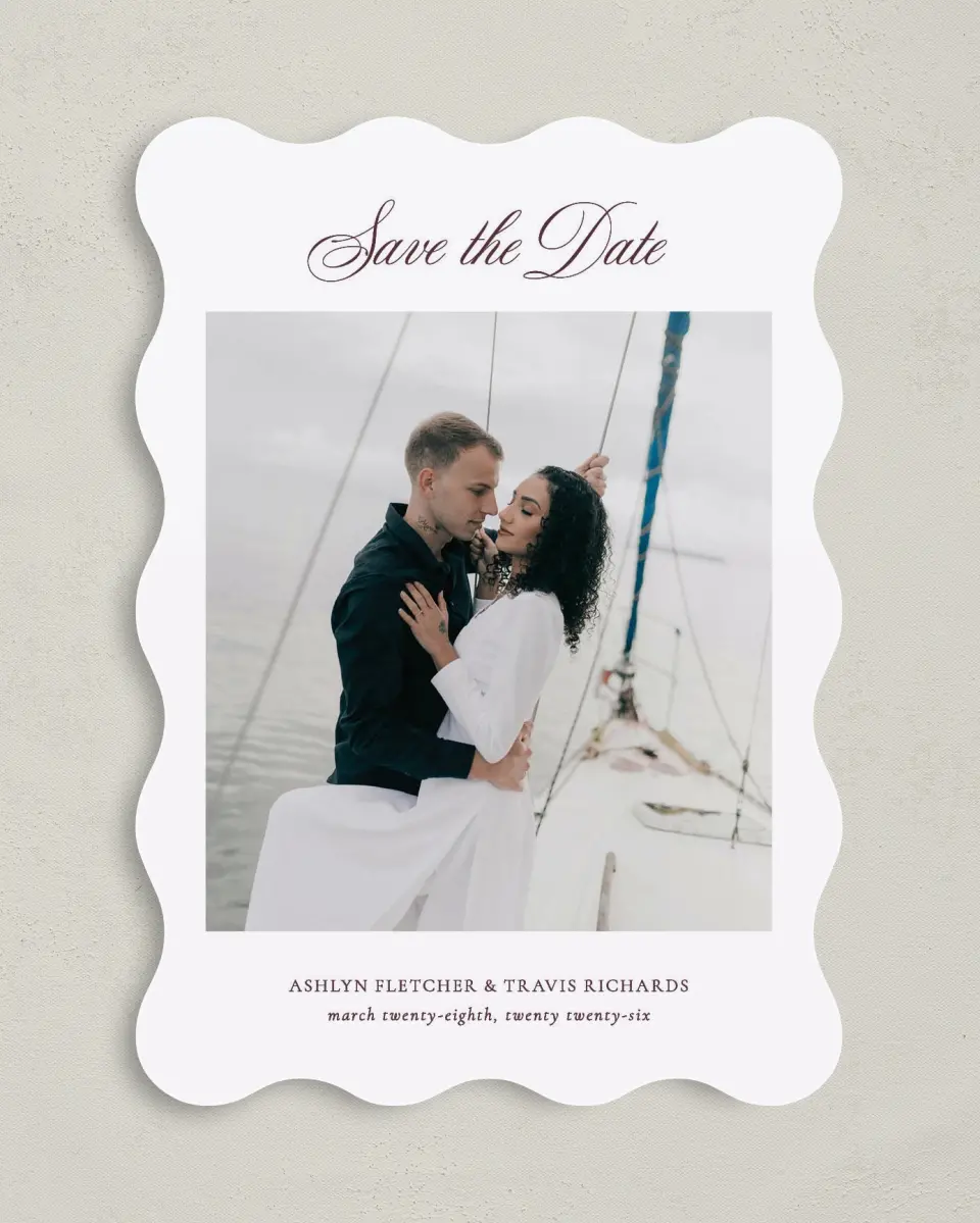 This is a 5" x 7" Save the Date Card called Georgetown printed in full color on Premium Smooth paper