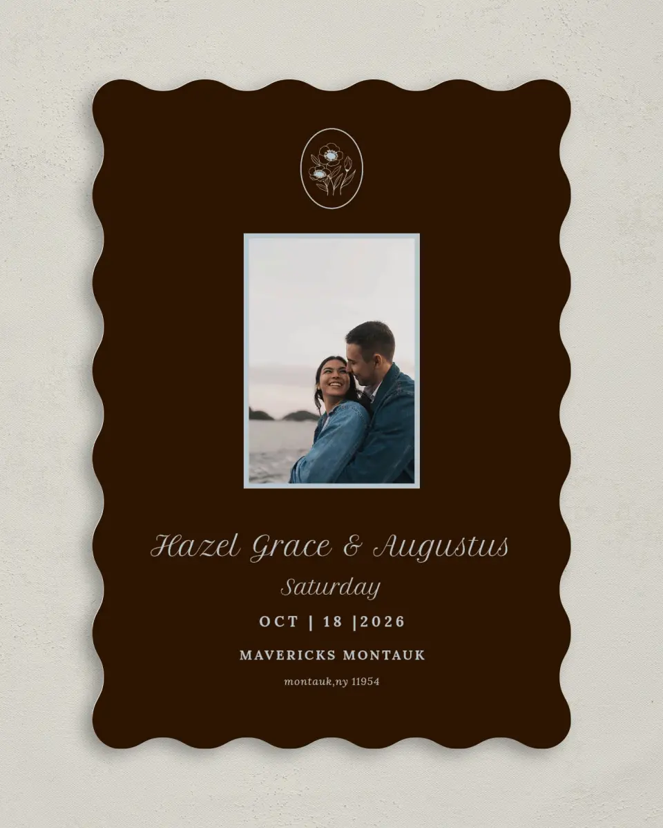 This is a 5" x 7" Save the Date Card called Montauk printed in full color on Premium Smooth paper