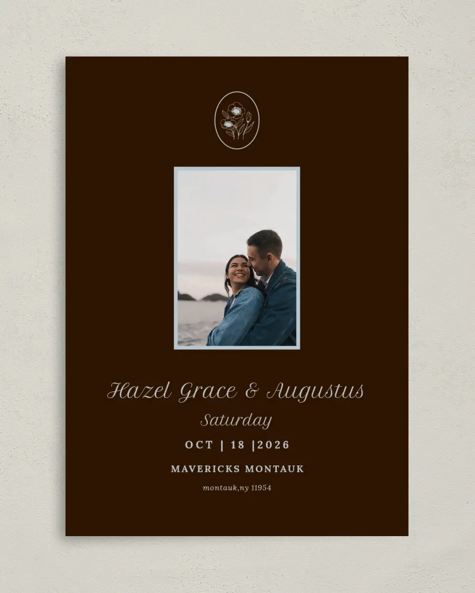 This is a 5" x 7" Save the Date Card called Montauk printed in full color on Premium Smooth paper