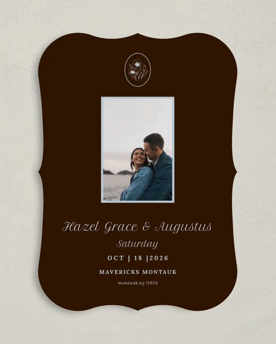 This is a 5" x 7" Save the Date Card called Montauk printed in full color on Premium Smooth paper
