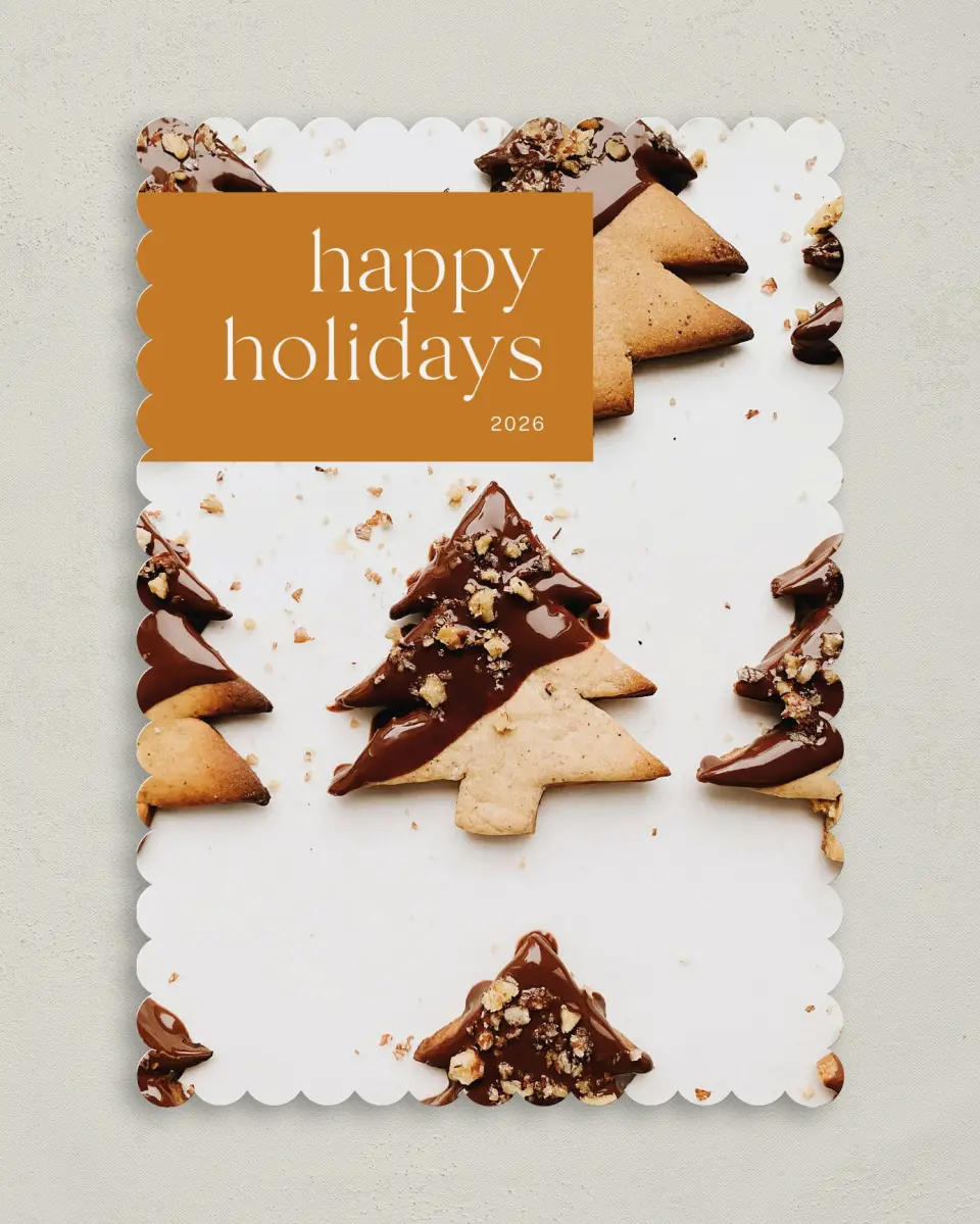 This is a 5" x 7" Christmas Card called Sweet Spruce printed in full color on Premium Smooth paper on Premium Smooth paper on Premium Smooth paper