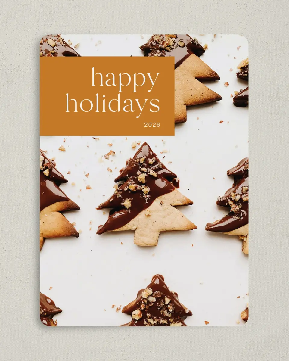 This is a 5" x 7" Christmas Card called Sweet Spruce printed in full color on Premium Smooth paper