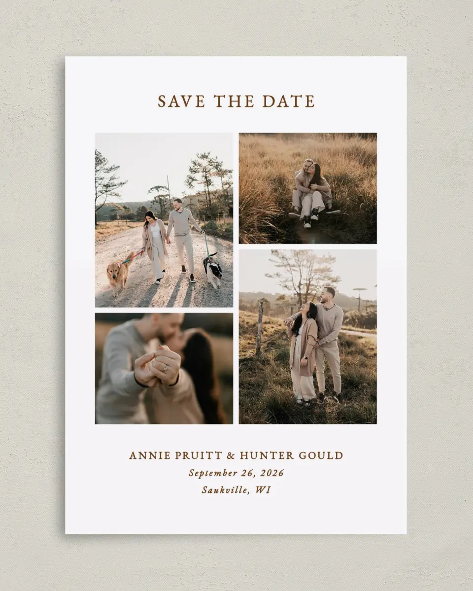 This is a 5" x 7" Save the Date Card called Cedarhill Crossing printed in full color on Premium Smooth paper