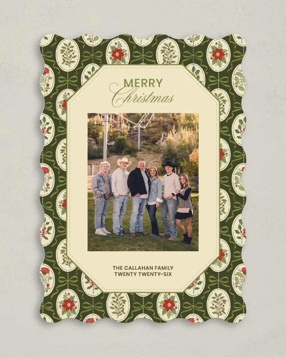 This is a 5" x 7" Christmas Card called Yuletide Tapestry printed in full color on Premium Smooth paper