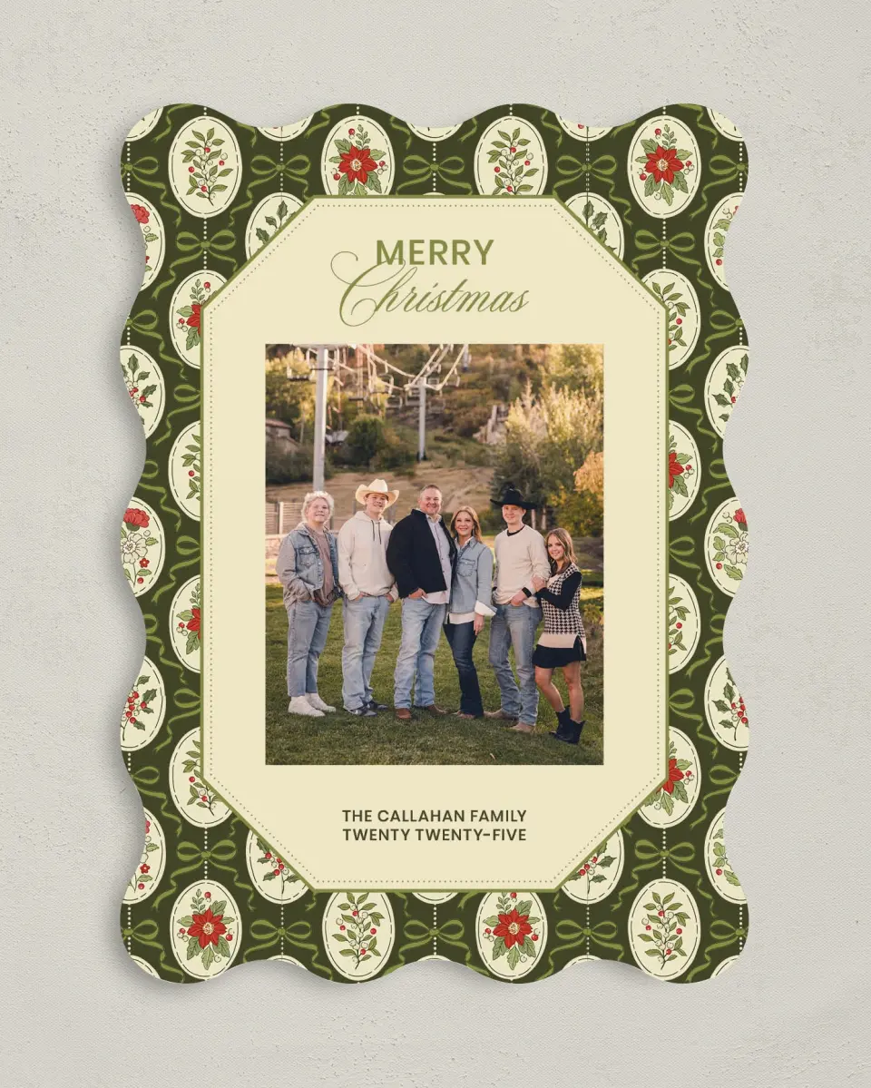 This is a 5" x 7" Christmas Card called Yuletide Tapestry printed in full color on Premium Smooth paper