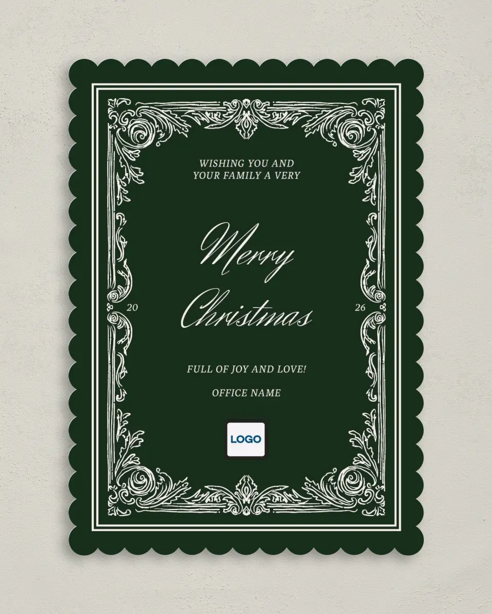 This is a 5" x 7" Christmas Card called Very Merry printed in full color on Premium Smooth paper on Premium Smooth paper on Premium Smooth paper